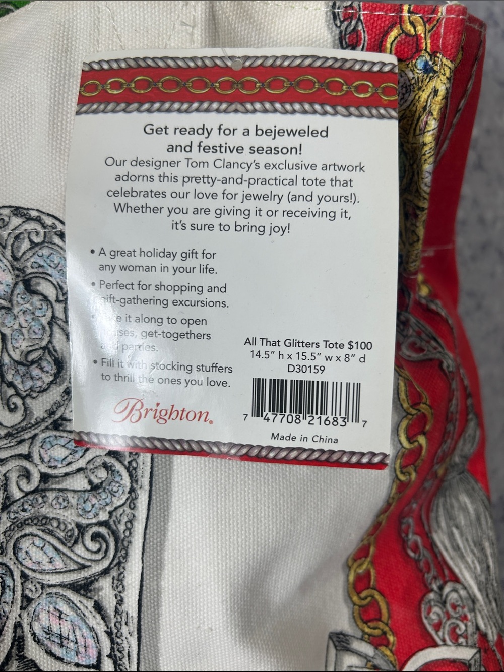 Brighton White and Red 'Love' Canvas Tote with Jeweled Graphic - Picture 8 of 12